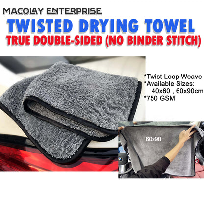 True Double-Sided No Binder Stitch Twisted Fiber Car Wash Drying Towel