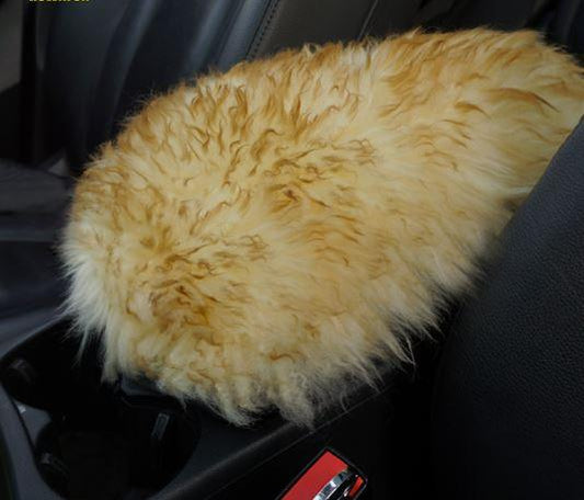 Car Arm Rest Cover 1 Piece Natural Sheepskin Fur CREAM