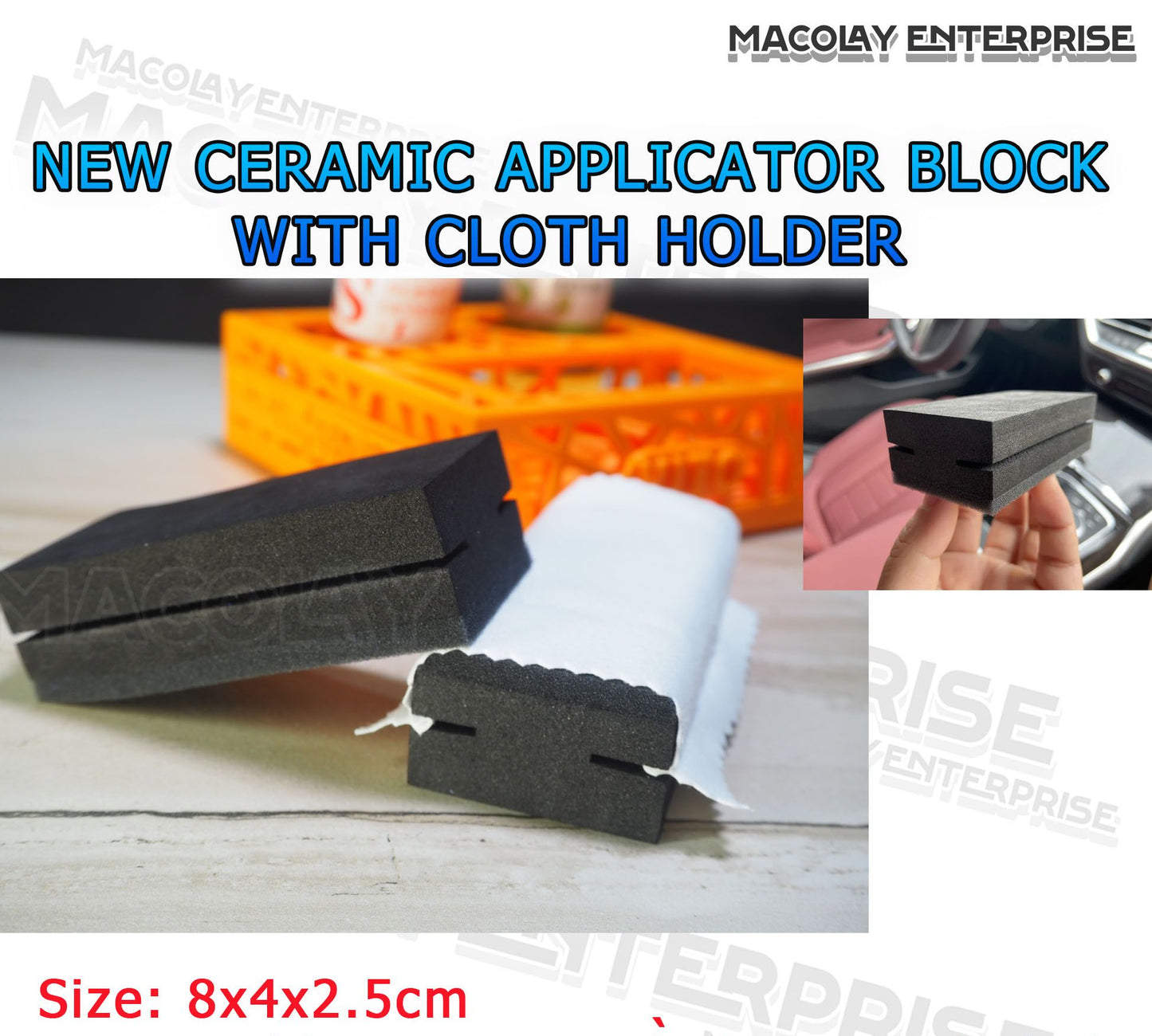 AP-009 Ceramic Coating Applicator Block with Cloth Holder