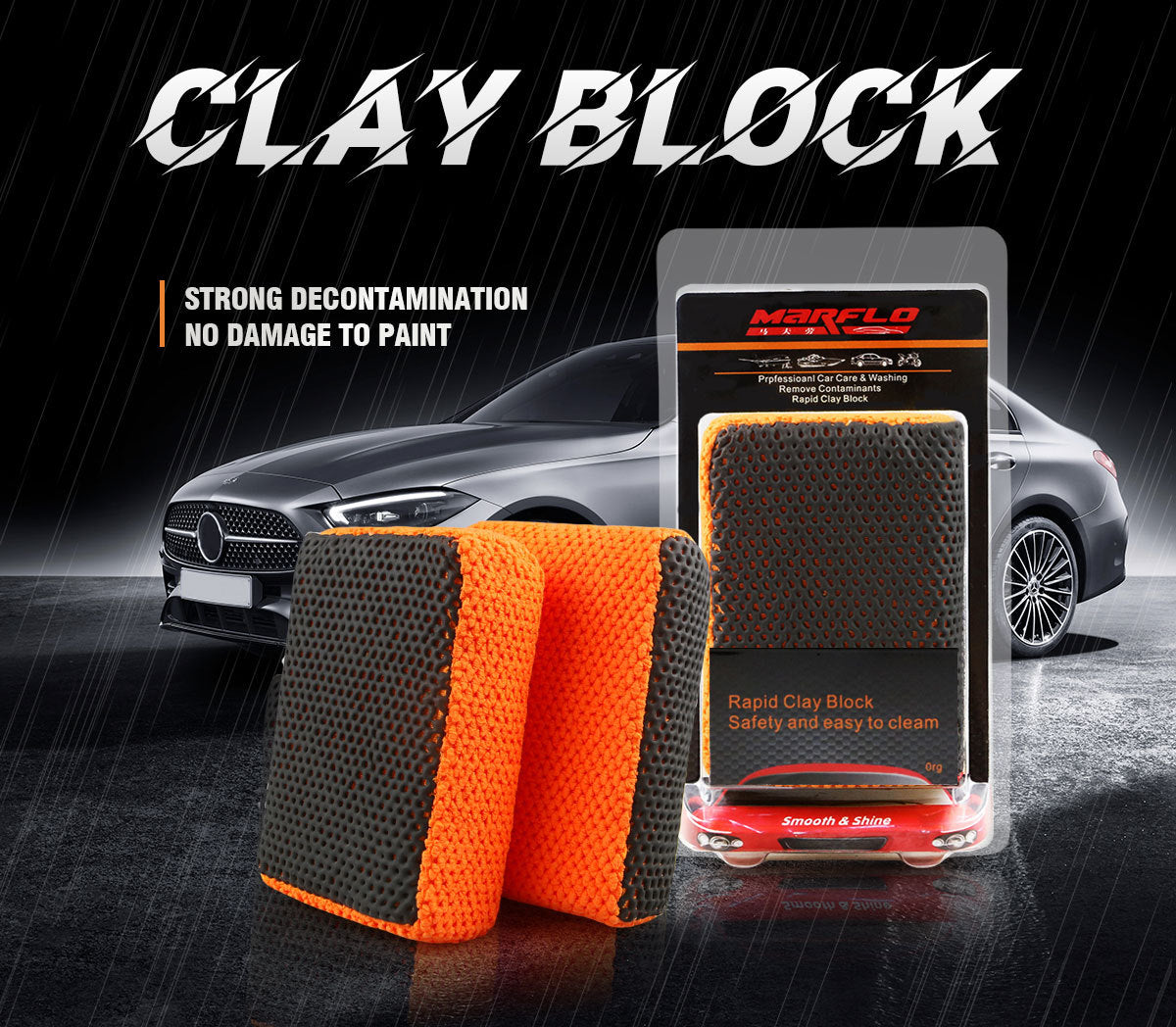 CL-07 MARFLO Perforated Car Detailing Clay Sponge Block