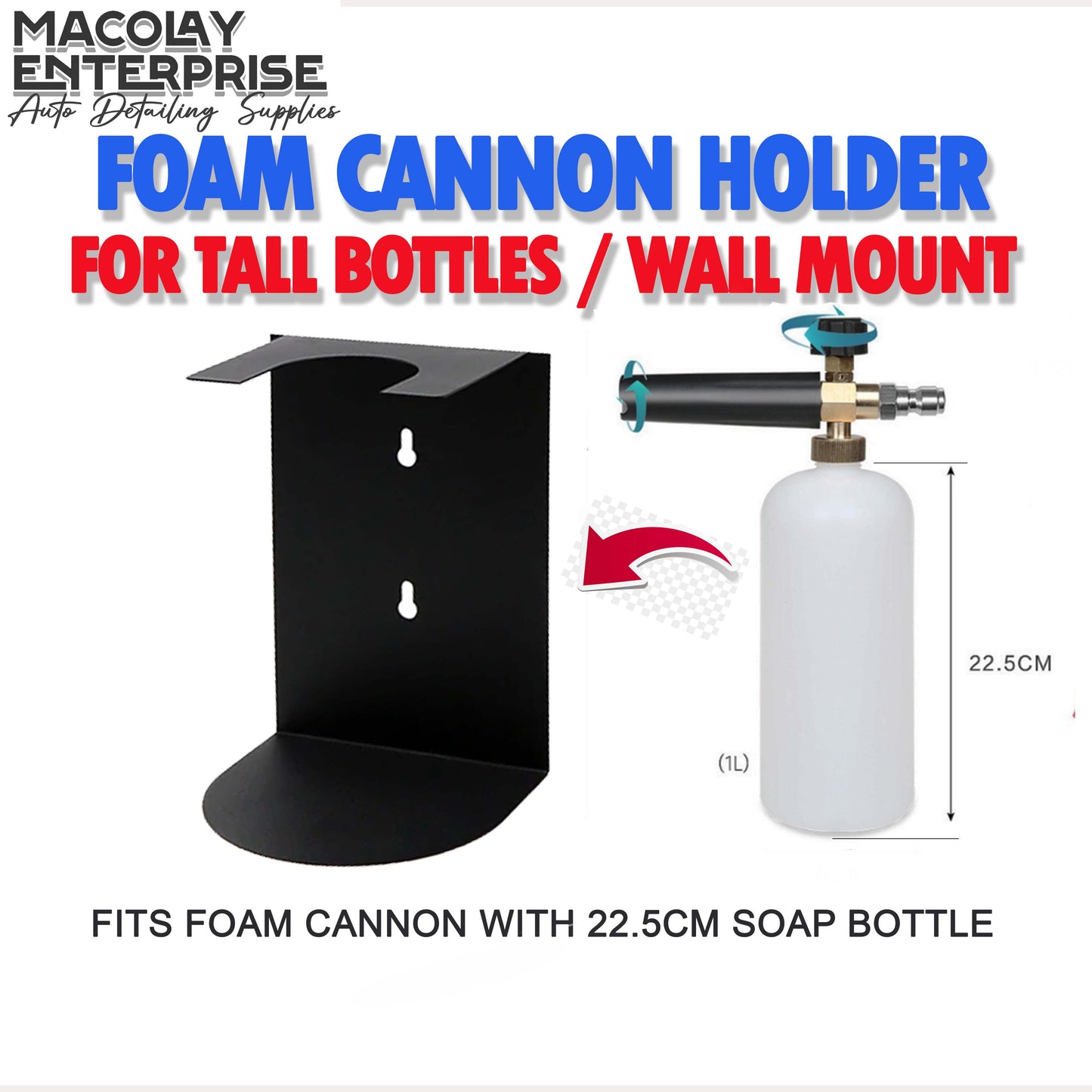 MG-020 Foam Cannon Holder Wall Mount for Tall Bottles