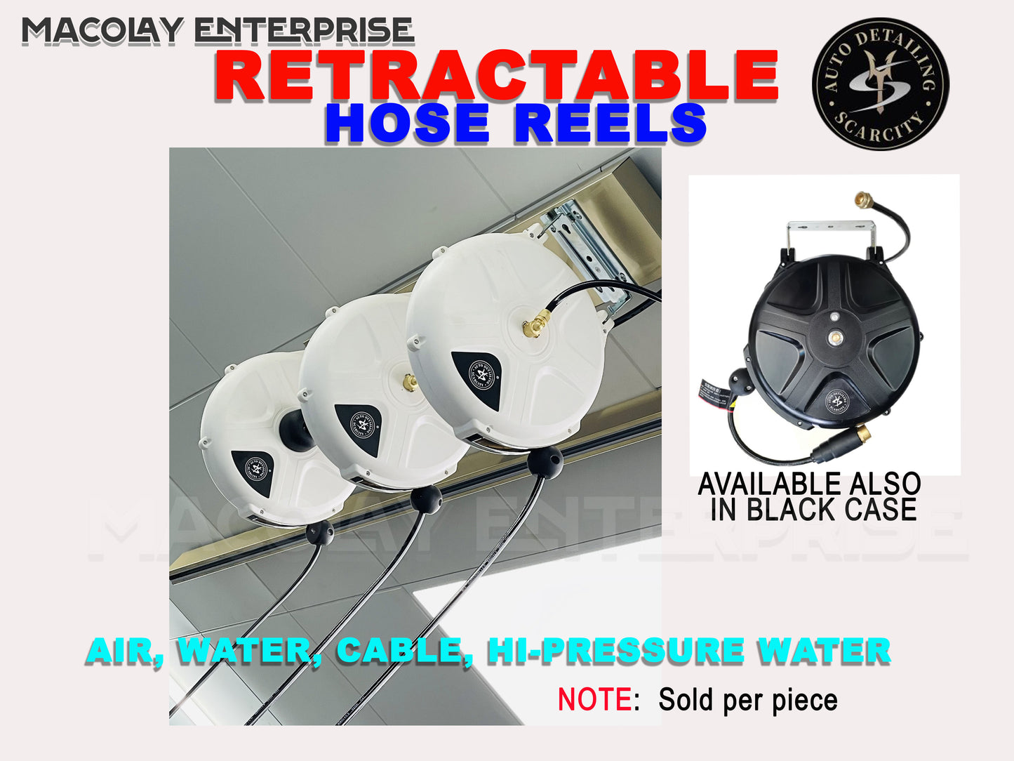 MG-001 Scarcity Retractable Hose Reel Wall or Ceiling Mount