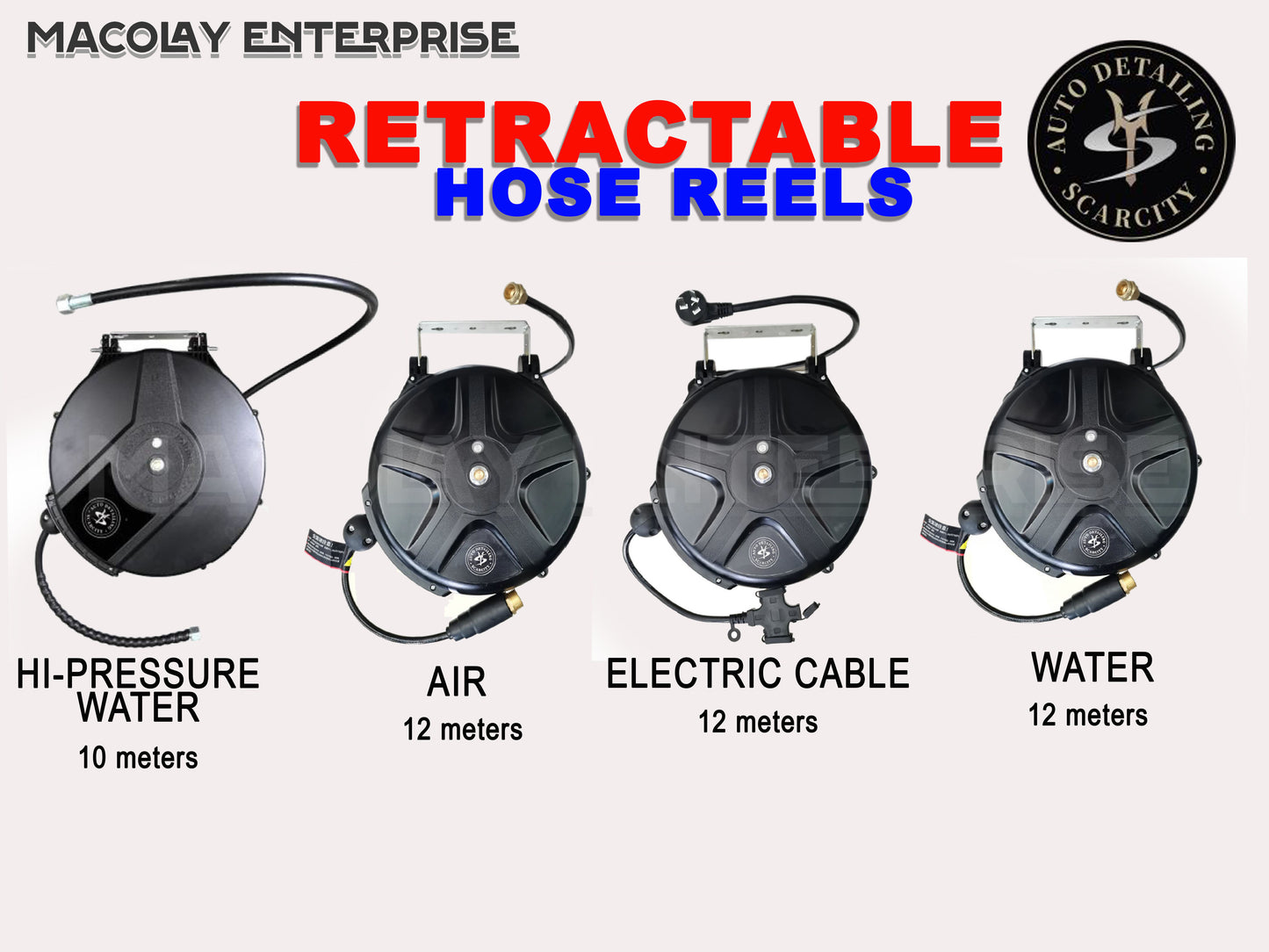 MG-001 Scarcity Retractable Hose Reel Wall or Ceiling Mount