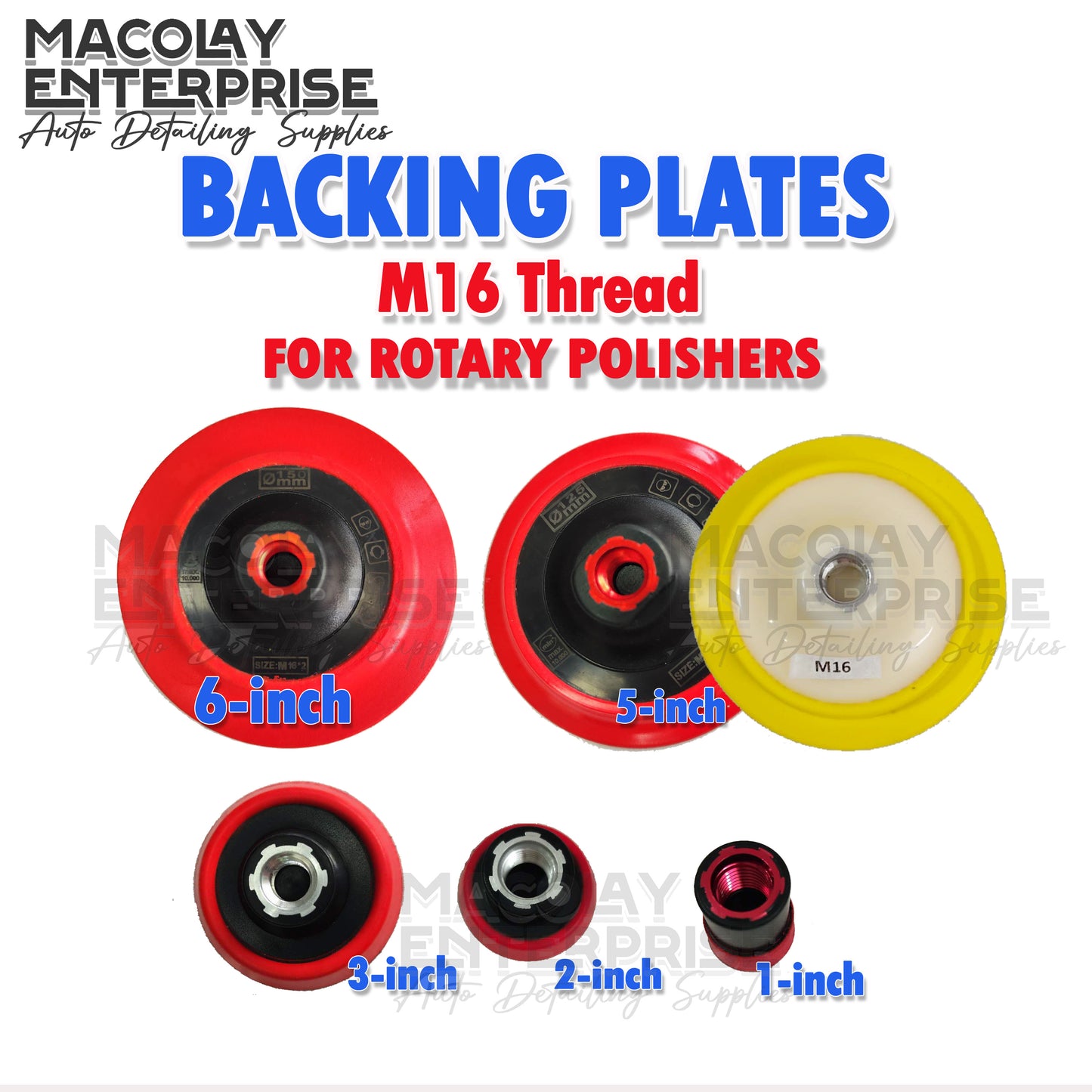 PO-006 Backing plate M16 Thread 6" 5" 3" 2" 1"  Rotary Polisher