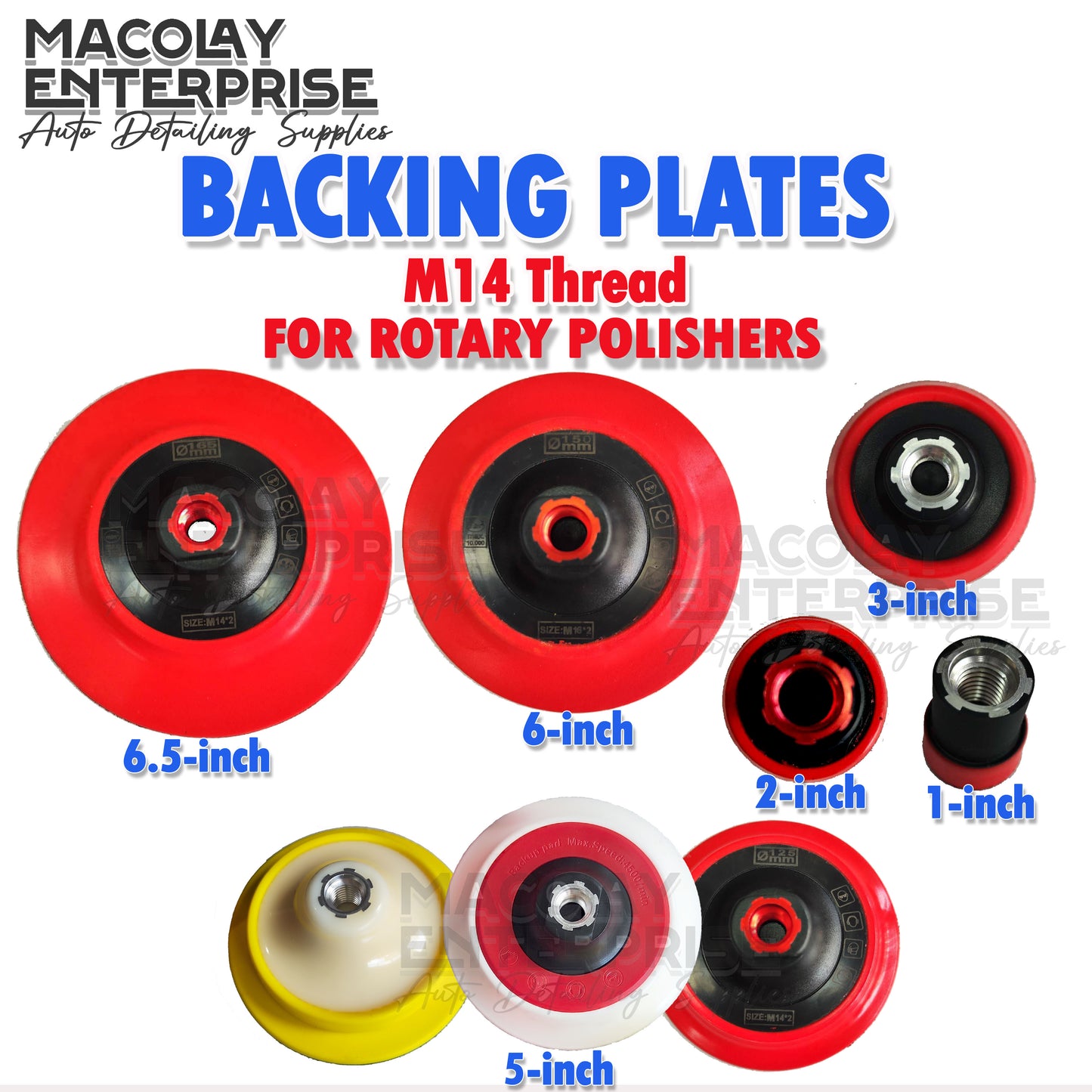 PO-002 Backing plate M14 Thread for 6.5" 6" 5" 3" 2" 1" Rotary Polisher