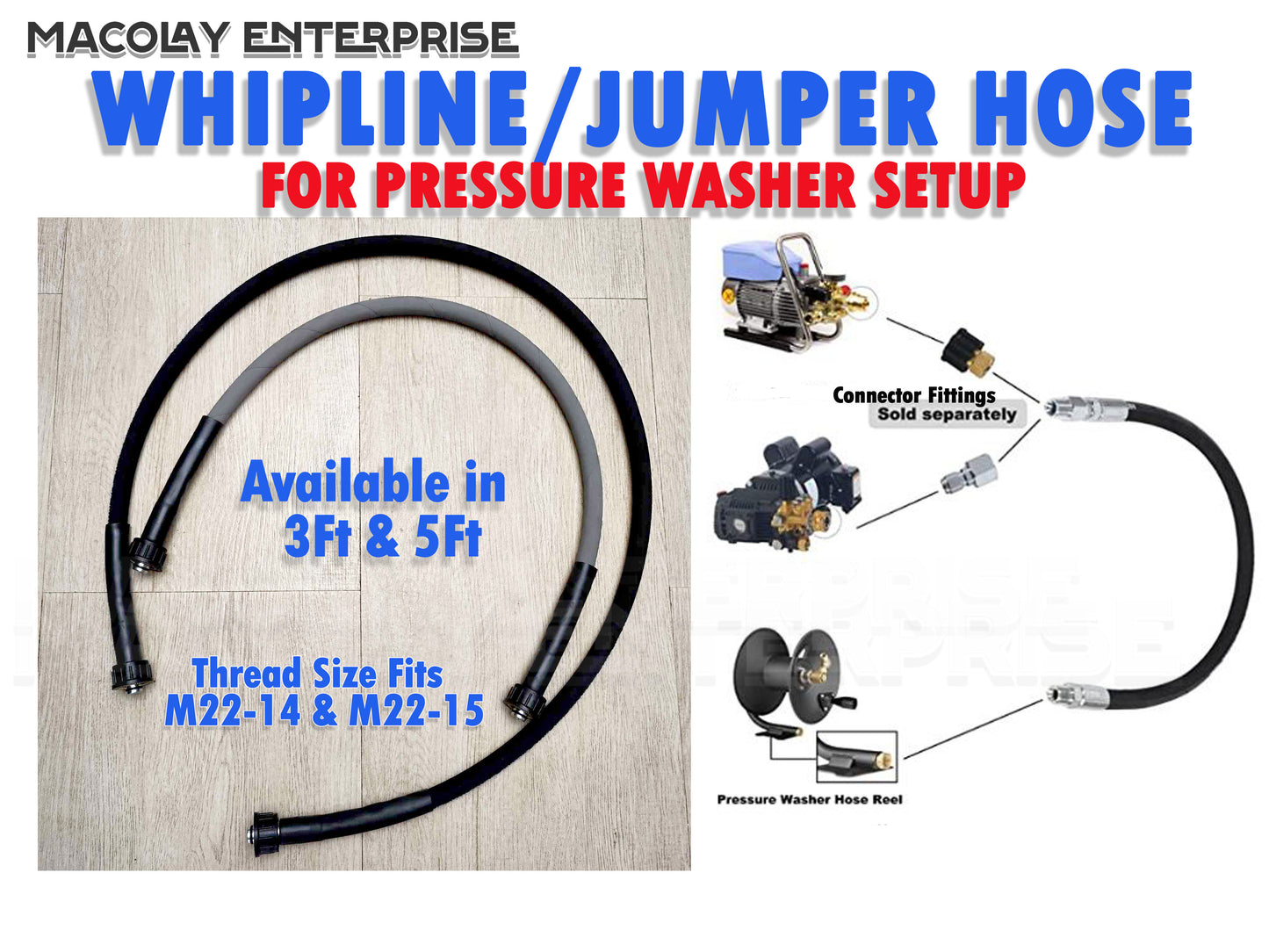 PA-018 Whipline Hose or Jumper Hose for Pressure washer Setup