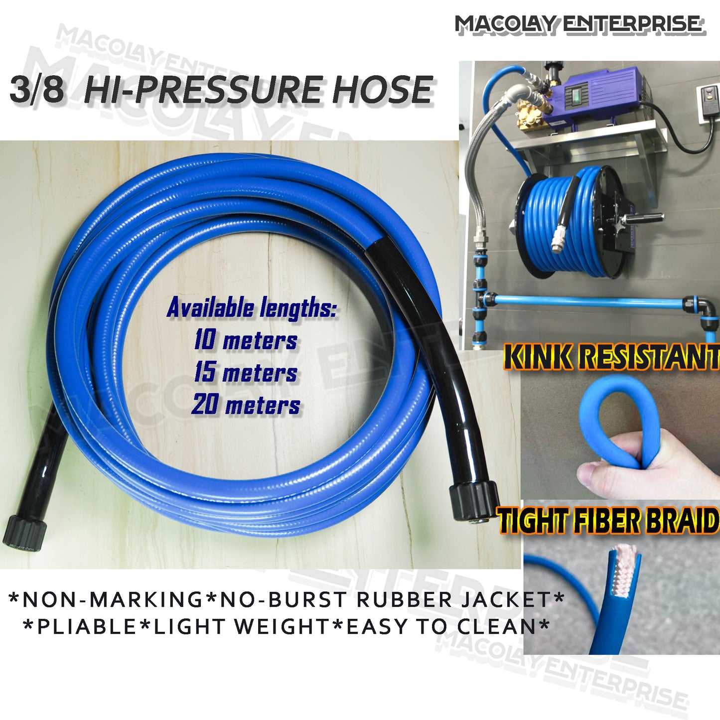 PA-012 Kink-free 3/8 High Pressure Hose Fits M22-14 and M22-15