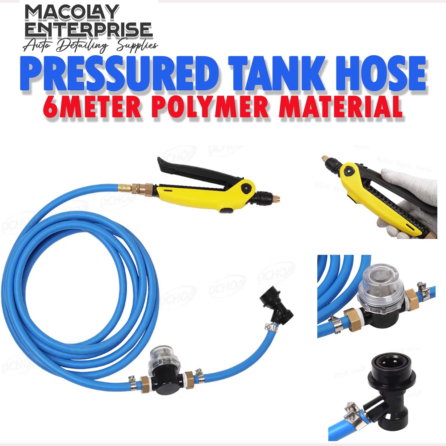 DT-034 Pressured Tank Hose with gun and Filter 6 Meter Polymer Hose Set