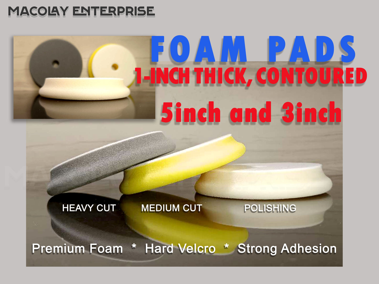 PO-017 Premium 5" and 3" THICK Buffing Foam Pad