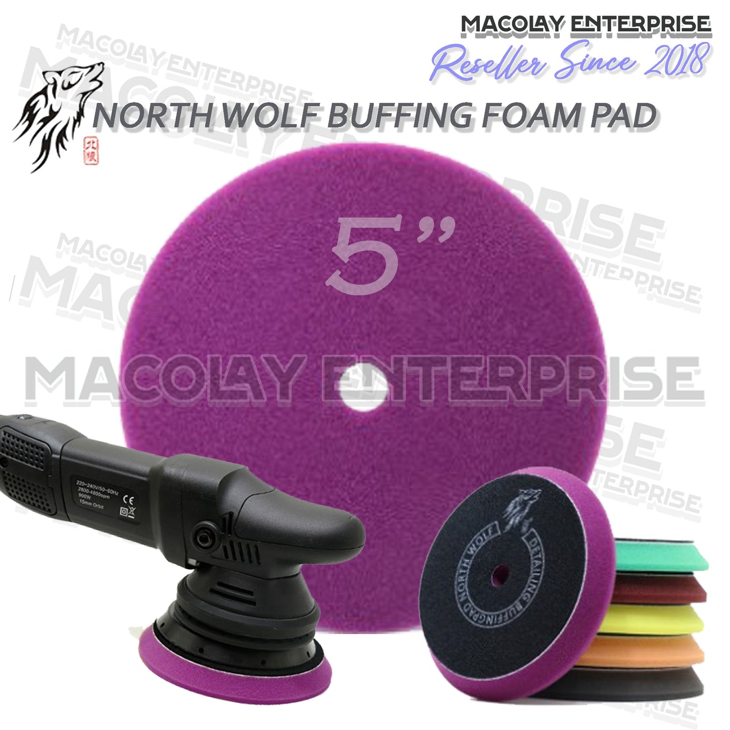 North Wolf 5-inch Purple Medium Cut Buffing Foam Pad