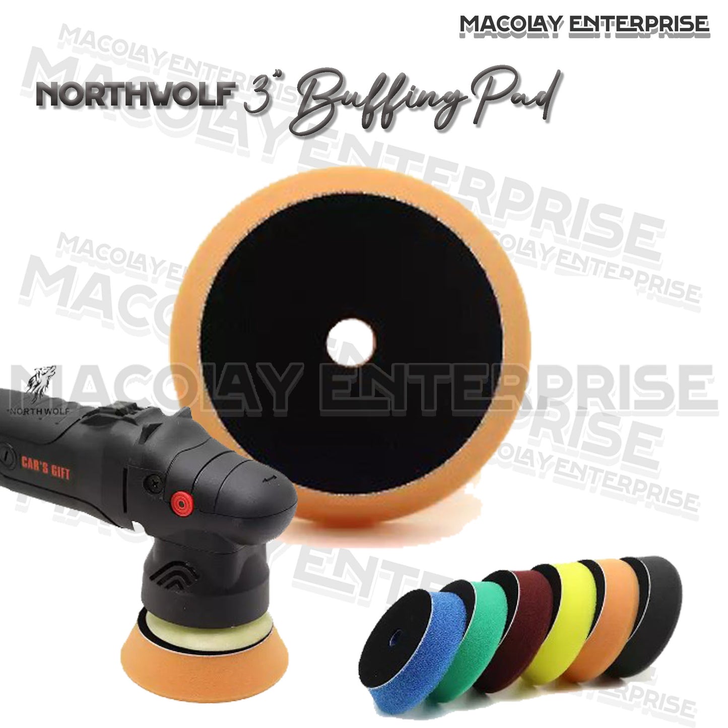 North Wolf 3" Orange Buffing Foam Pad