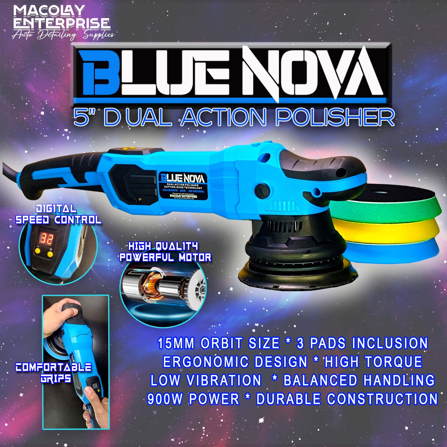 MP-11 BLUE NOVA 5-inch Dual Action Polisher Machine