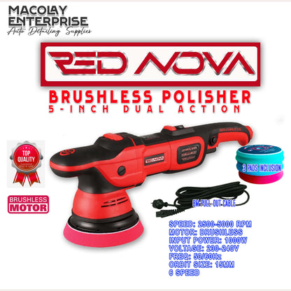 MP-14 Red Nova Brushless 5-inch Dual Action Polisher Machine