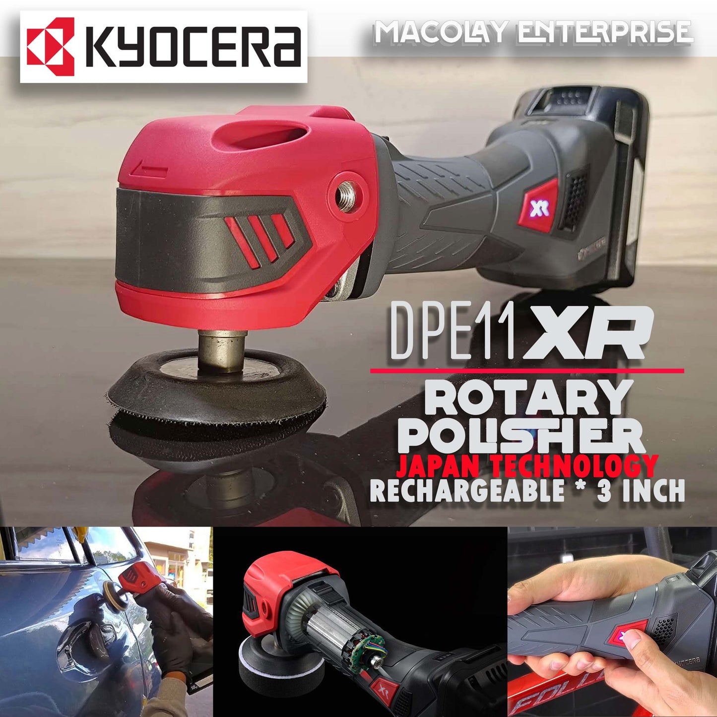 MP-18 KYOCERA DPE11XR Cordless Rotary 3-inch Polisher Machine