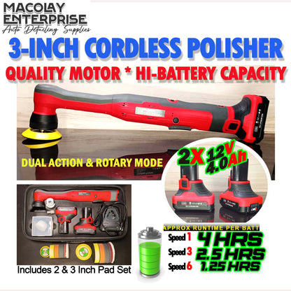 MP-10 3-Inch Cordless Polisher Machine Dual Action & Rotary Mode
