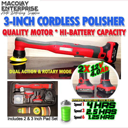 MP-10 3-Inch Cordless Polisher Machine Dual Action & Rotary Mode