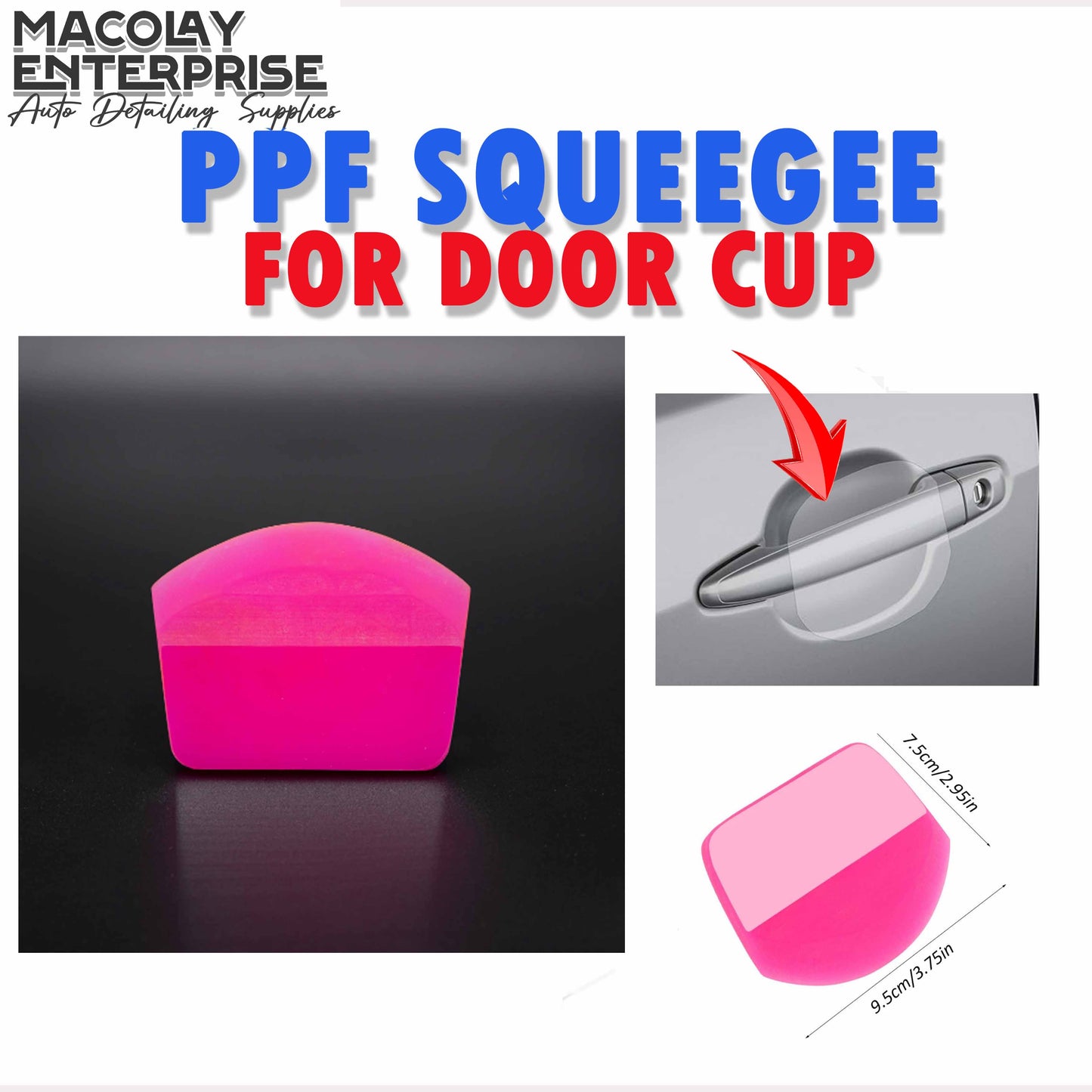 WR-90 Pink Rounded Corner PPF Squeegee Rounded corner for Car Door Cup