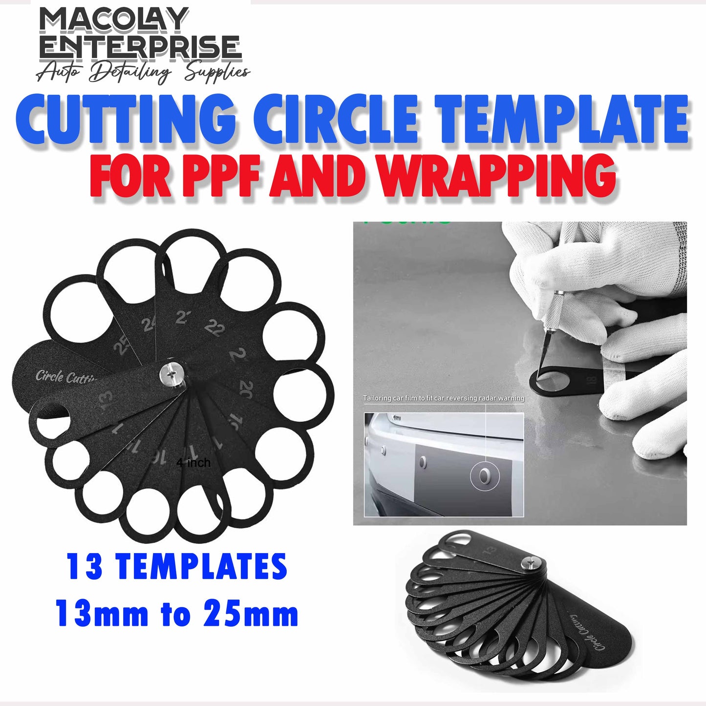 WR-93 Circle Cutting Template for Car PPF