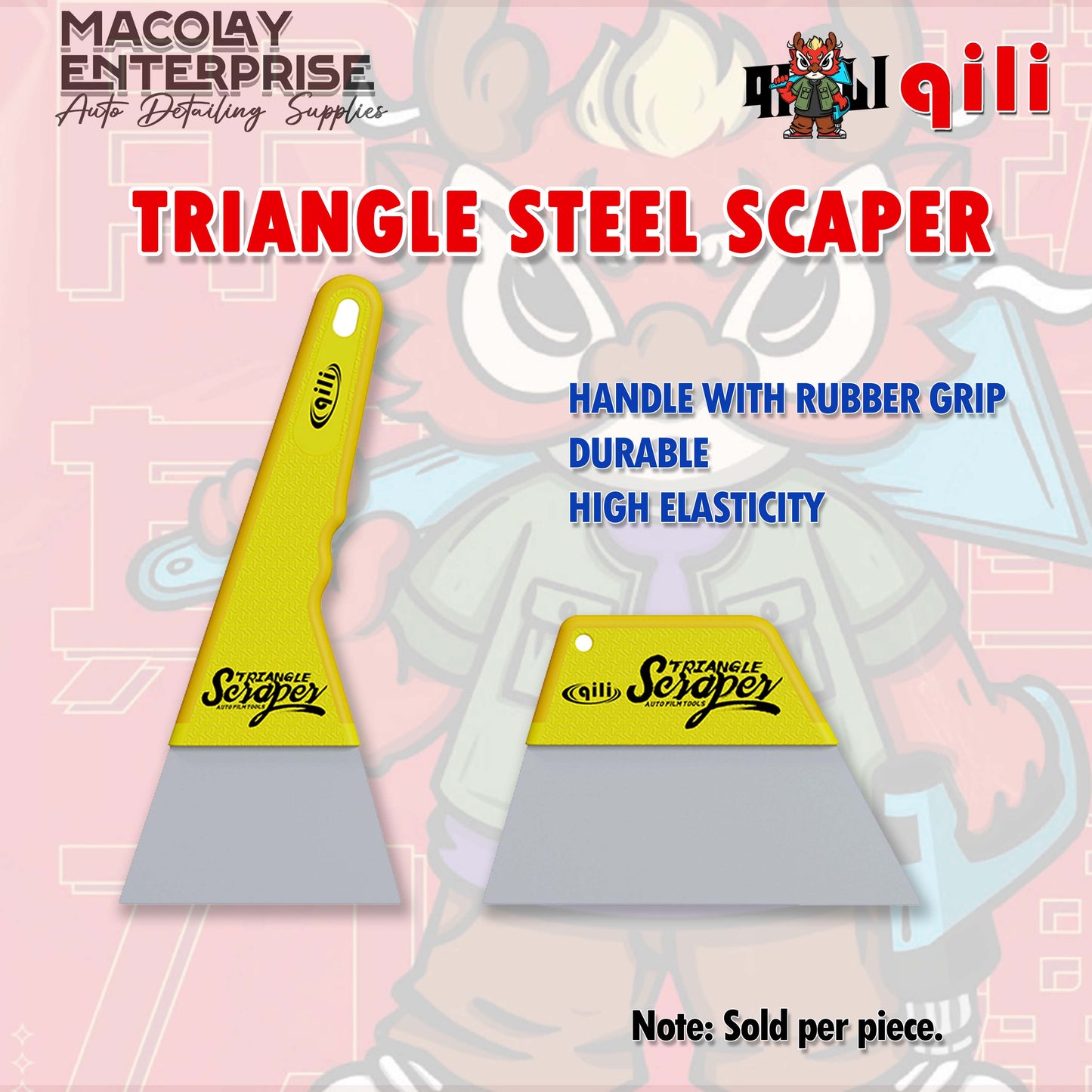 WR-109 Qili Triangle Steel Scraper for Car Tint