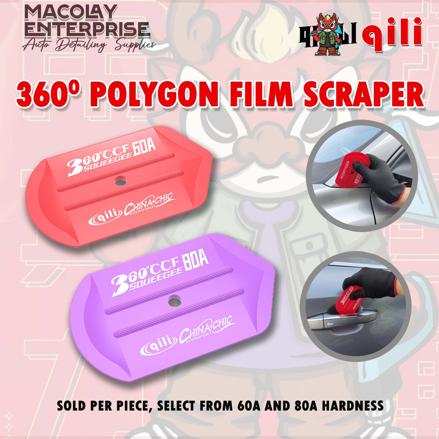 WR-111 Qili 360 degree Polygon Film Scraper for Car PPF