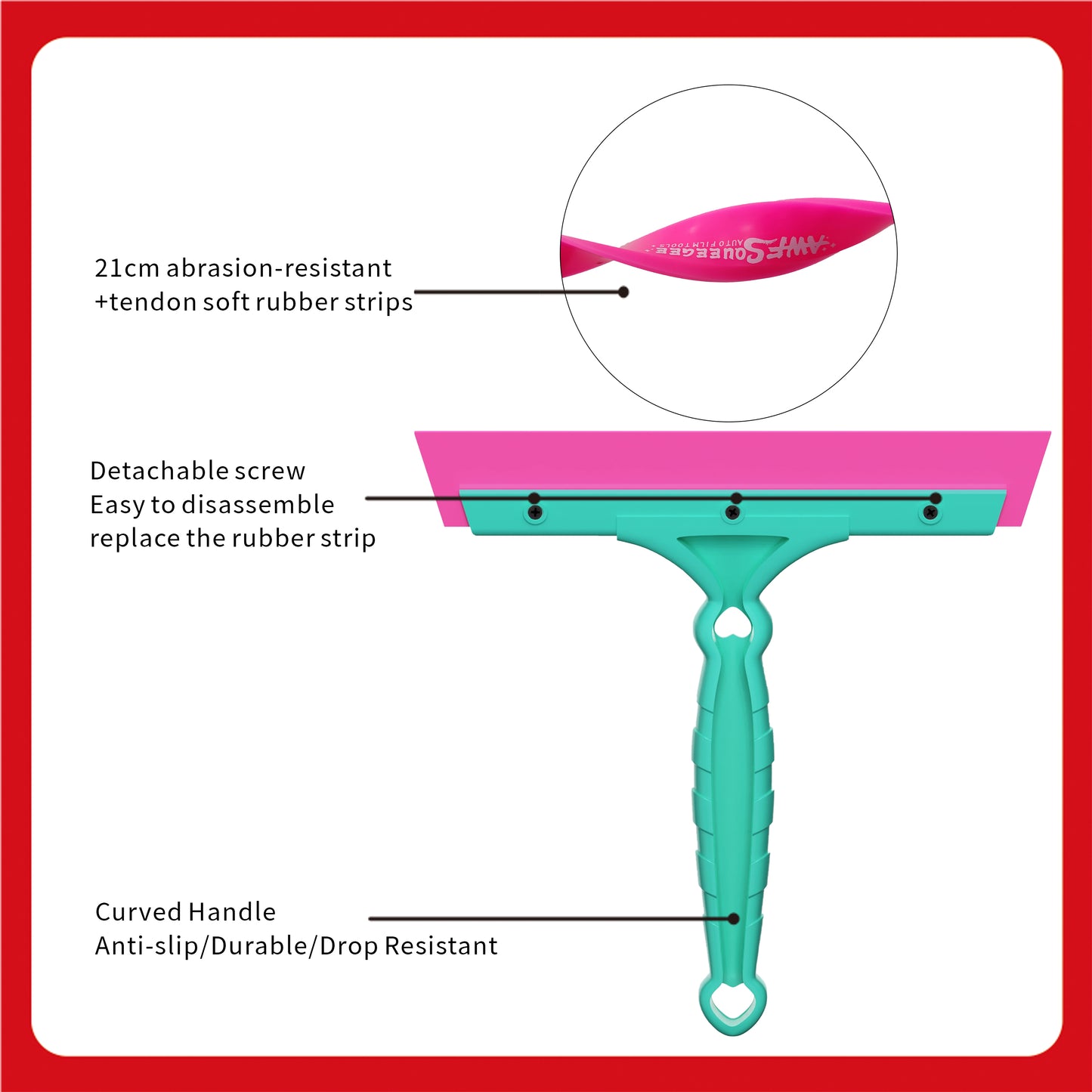 WR-115 Qili Green/White Long Handle Scraper Squeegee for Car Tint
