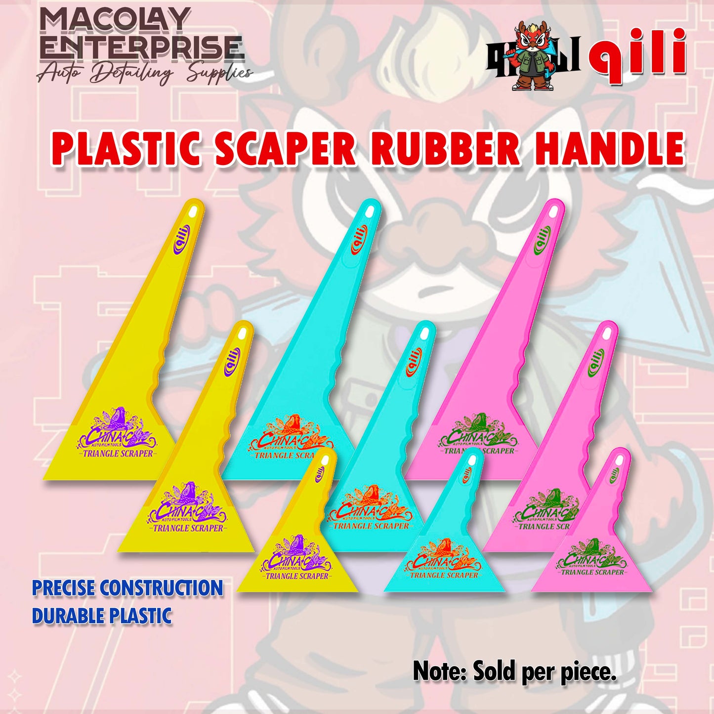 WR-117 Qili Triangular Scraper Rubber Handle for Car Tint