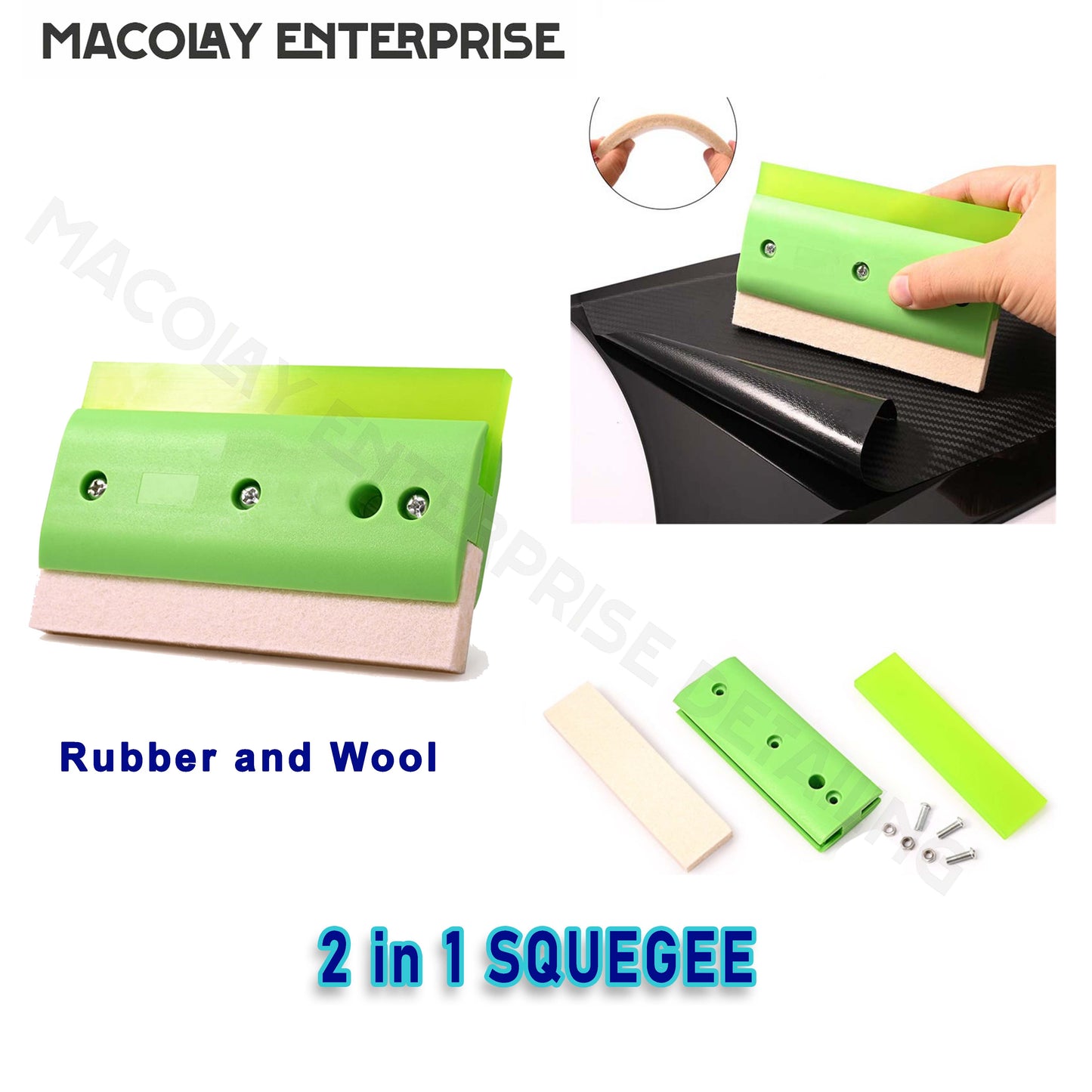 WR-58 2 in 1 Rubber and Wool Squeegee for Car PPF