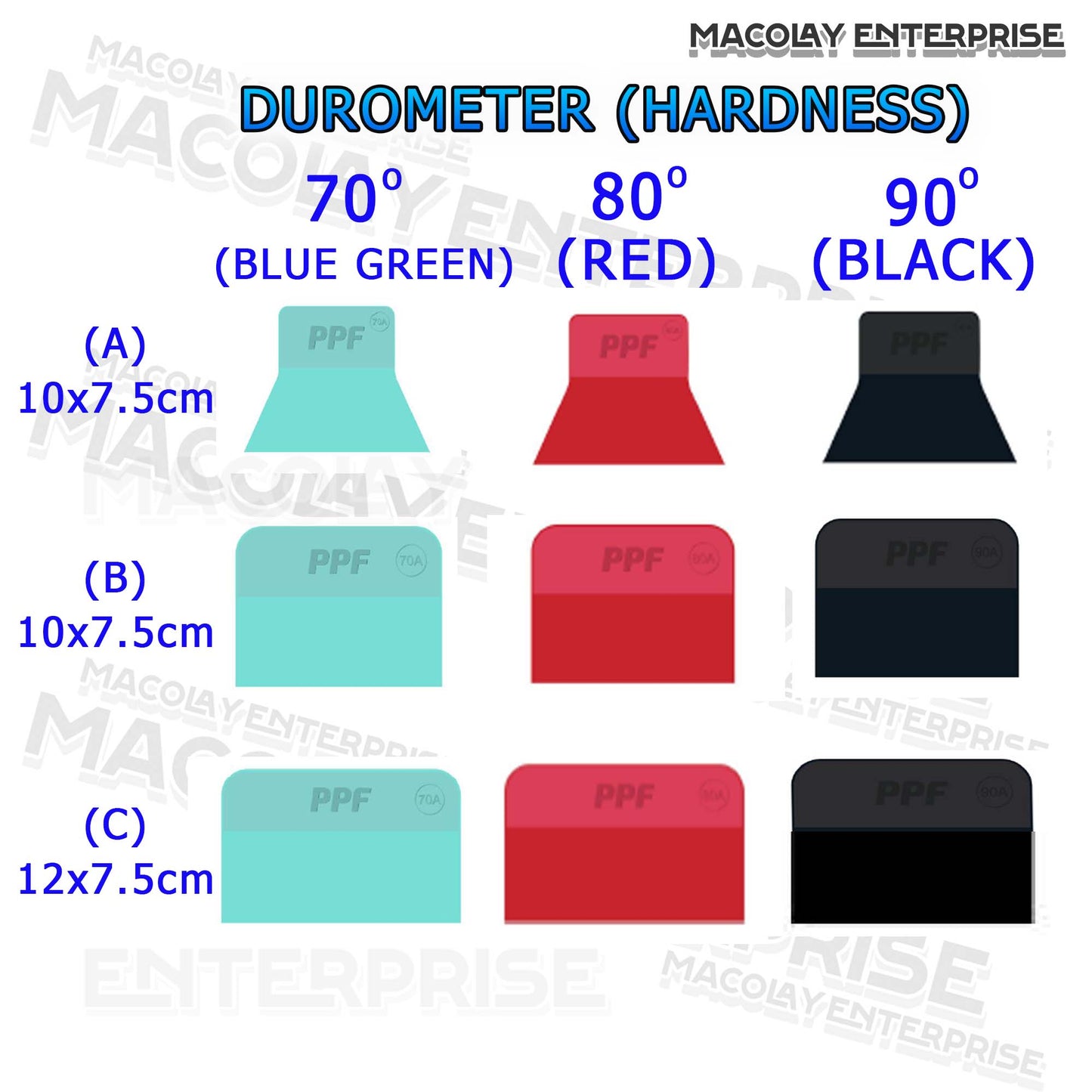WR-78 Green, Red, Black Car PPF Rubber Squeegee