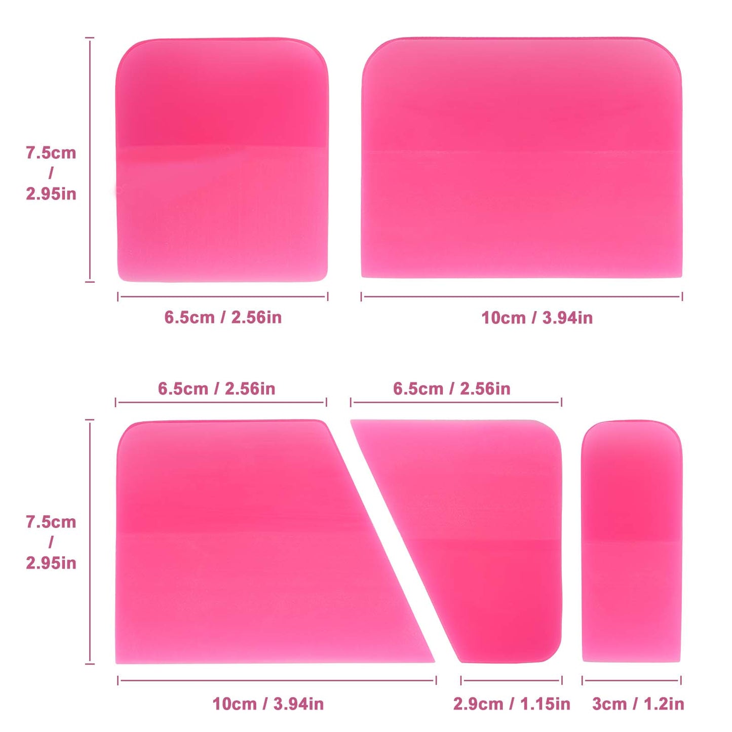 WR-44 5-pc PINK Rubber Squeegee set for Car PPF