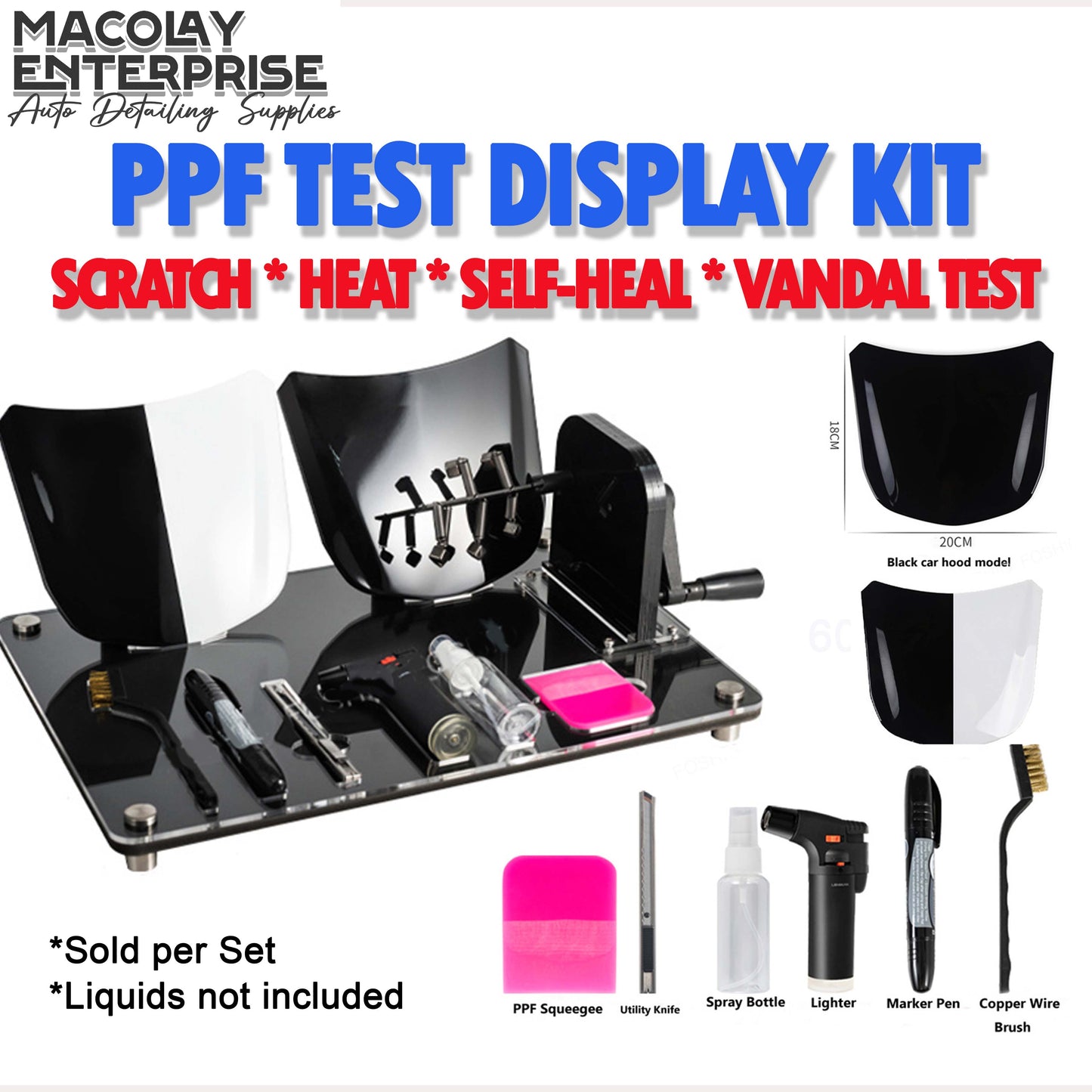 WR-106 PPF Test Display Set Scratch Heat Self-Heal Stone-chip Vandal Test