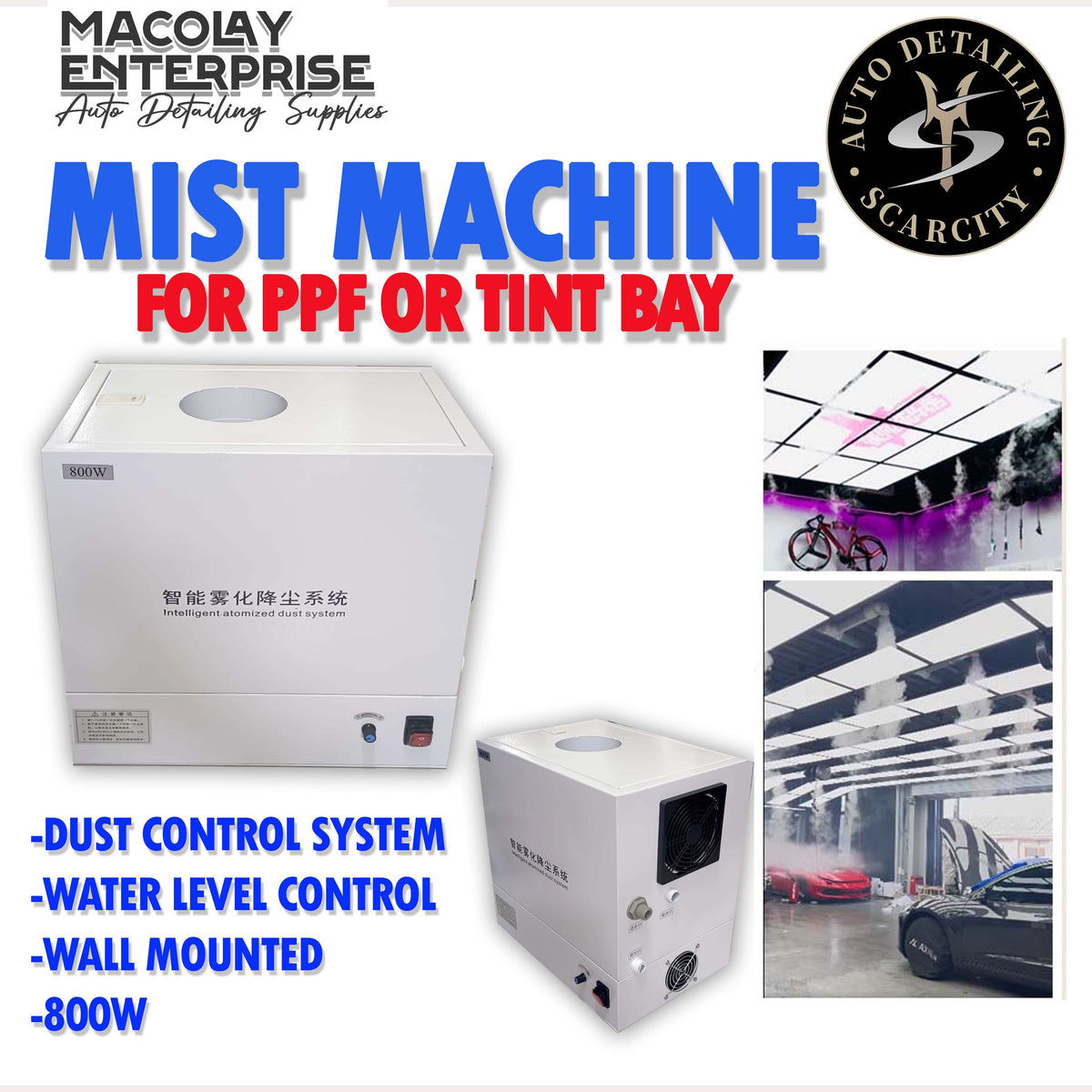 Construction Mist Machine WR-084 Scarcity Mist Machine for PPF or Tint Installation Bay Dust Con ...