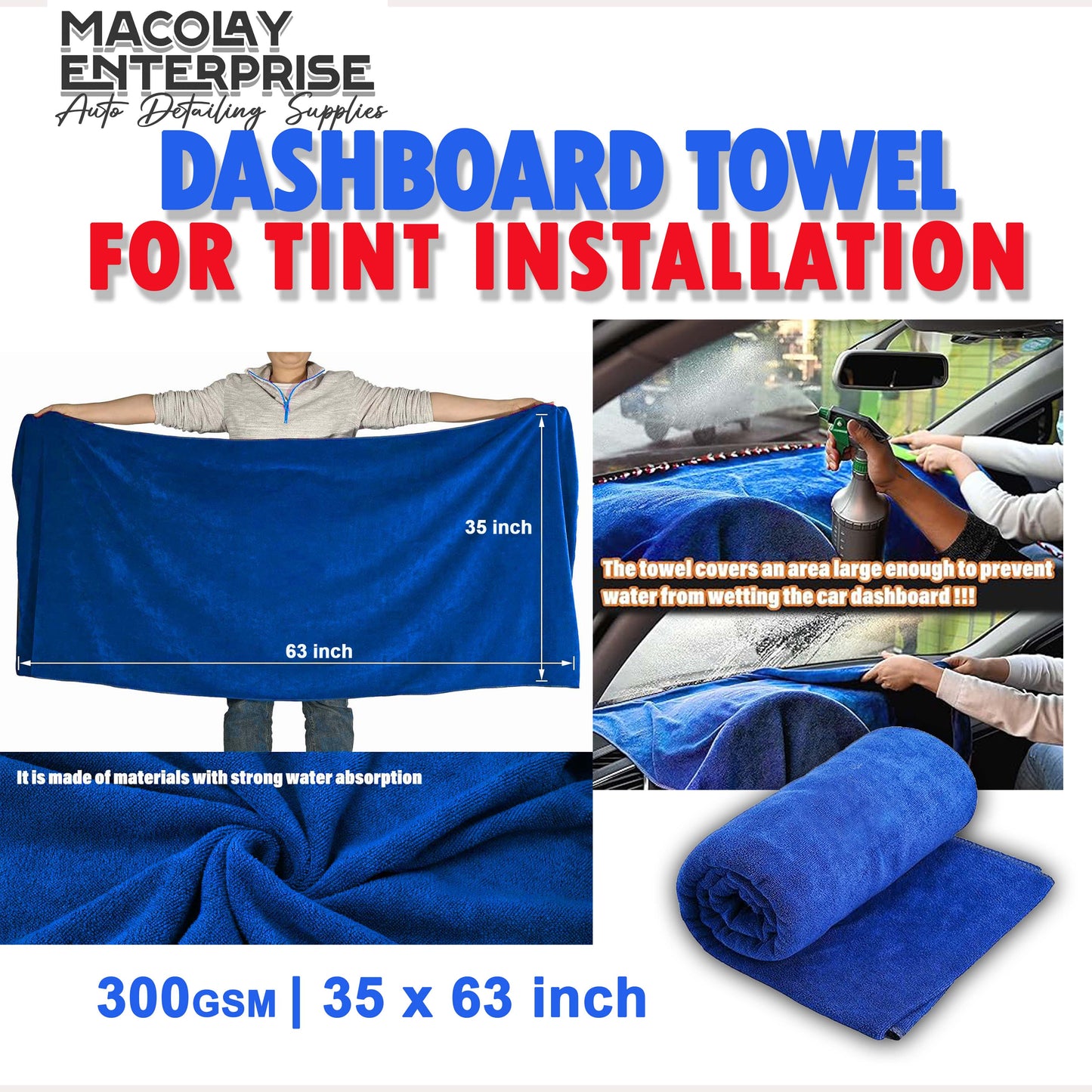 WR-092 Dashboard Towel for Tint Installation 63x35in 300gsm