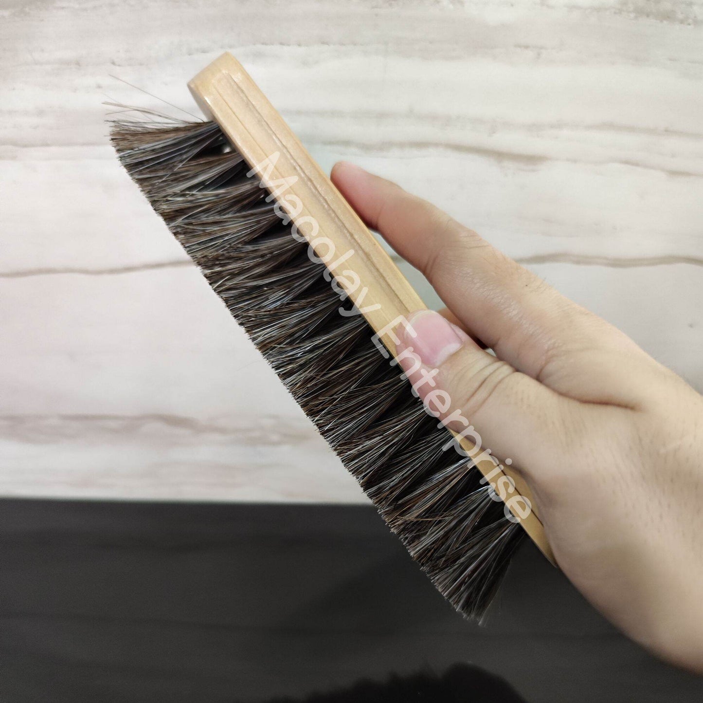IN-01 Wooden Handle Horse Hair Bristles Car Upholstery Brush