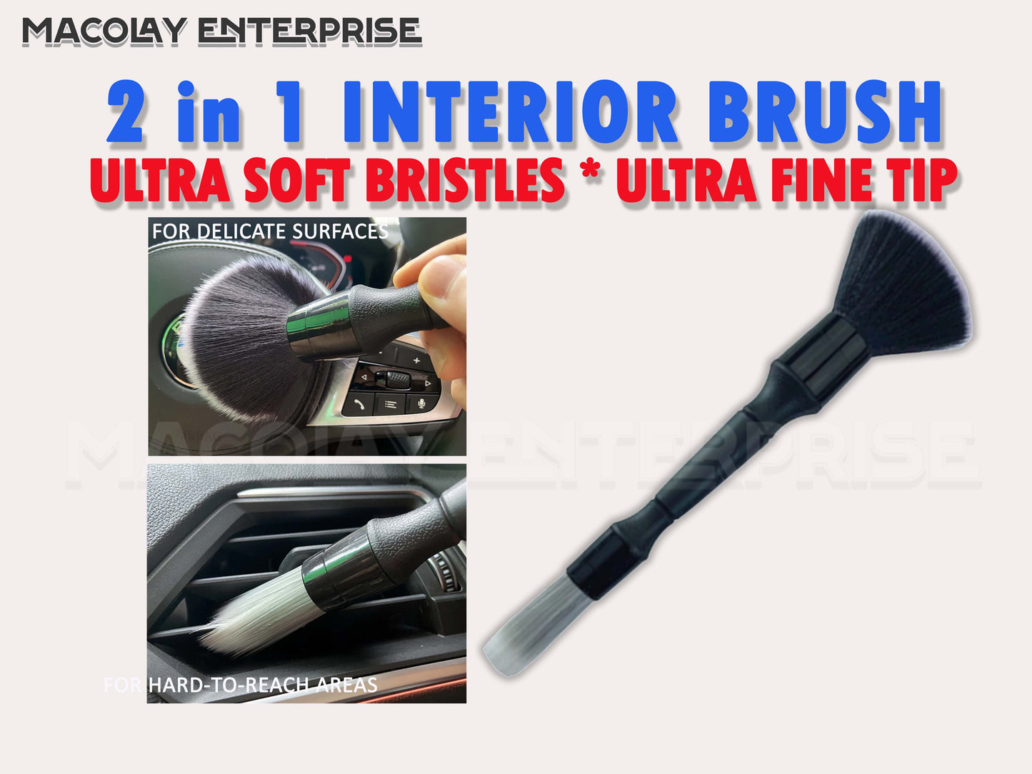 IN-52 Ultra Soft and Fine Tip 2 in 1 Car interior Detailing Brush