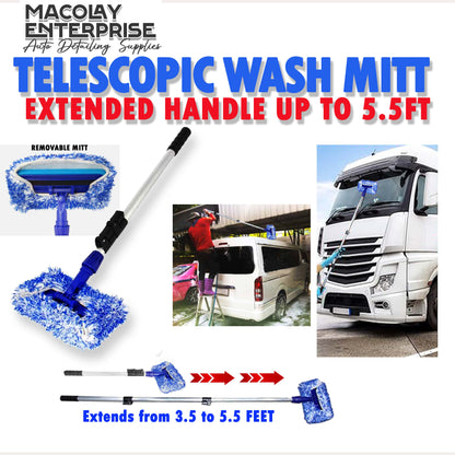 IN-56 Long Handle Telescopic Microfiber Wash Mitt Brush