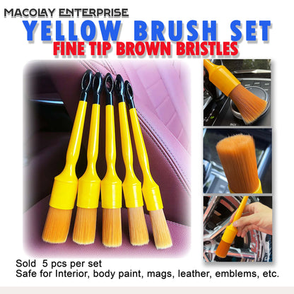 IN-53 Fine Tip Brown Bristle 5pcs Car Interior Detailing Brush Set