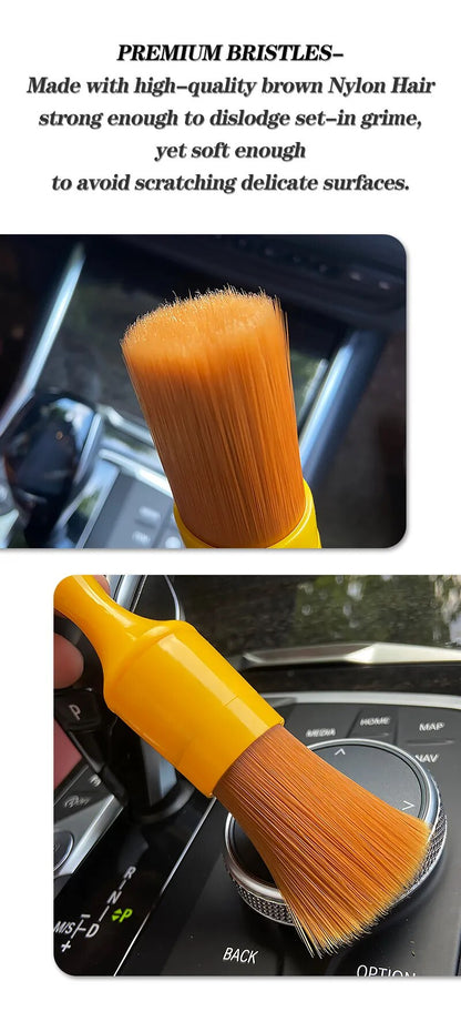 IN-53 Fine Tip Brown Bristle 5pcs Car Interior Detailing Brush Set