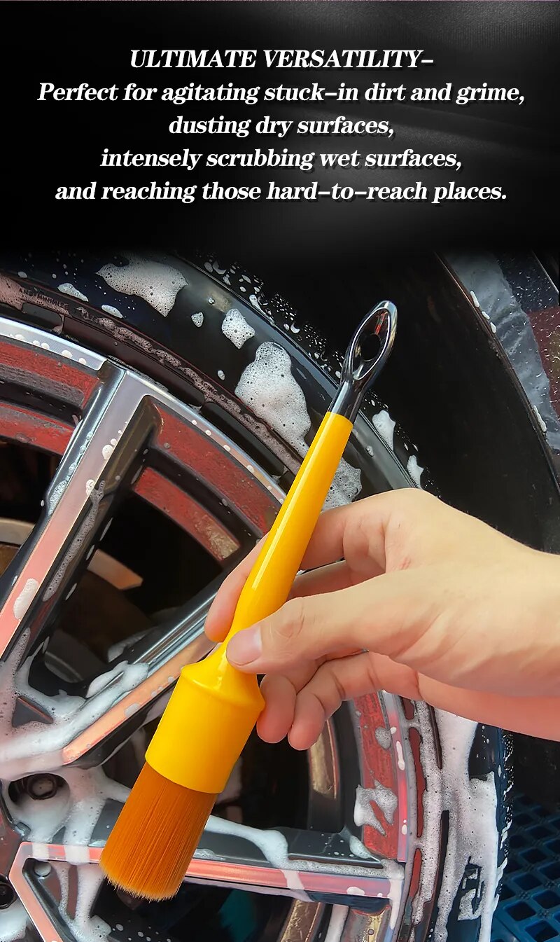 IN-53 Fine Tip Brown Bristle 5pcs Car Interior Detailing Brush Set