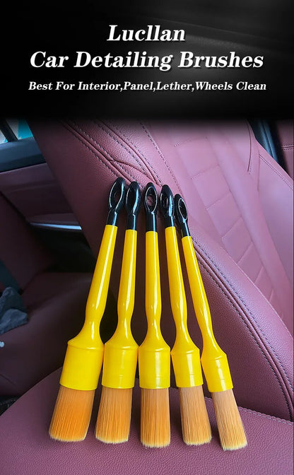 IN-53 Fine Tip Brown Bristle 5pcs Car Interior Detailing Brush Set