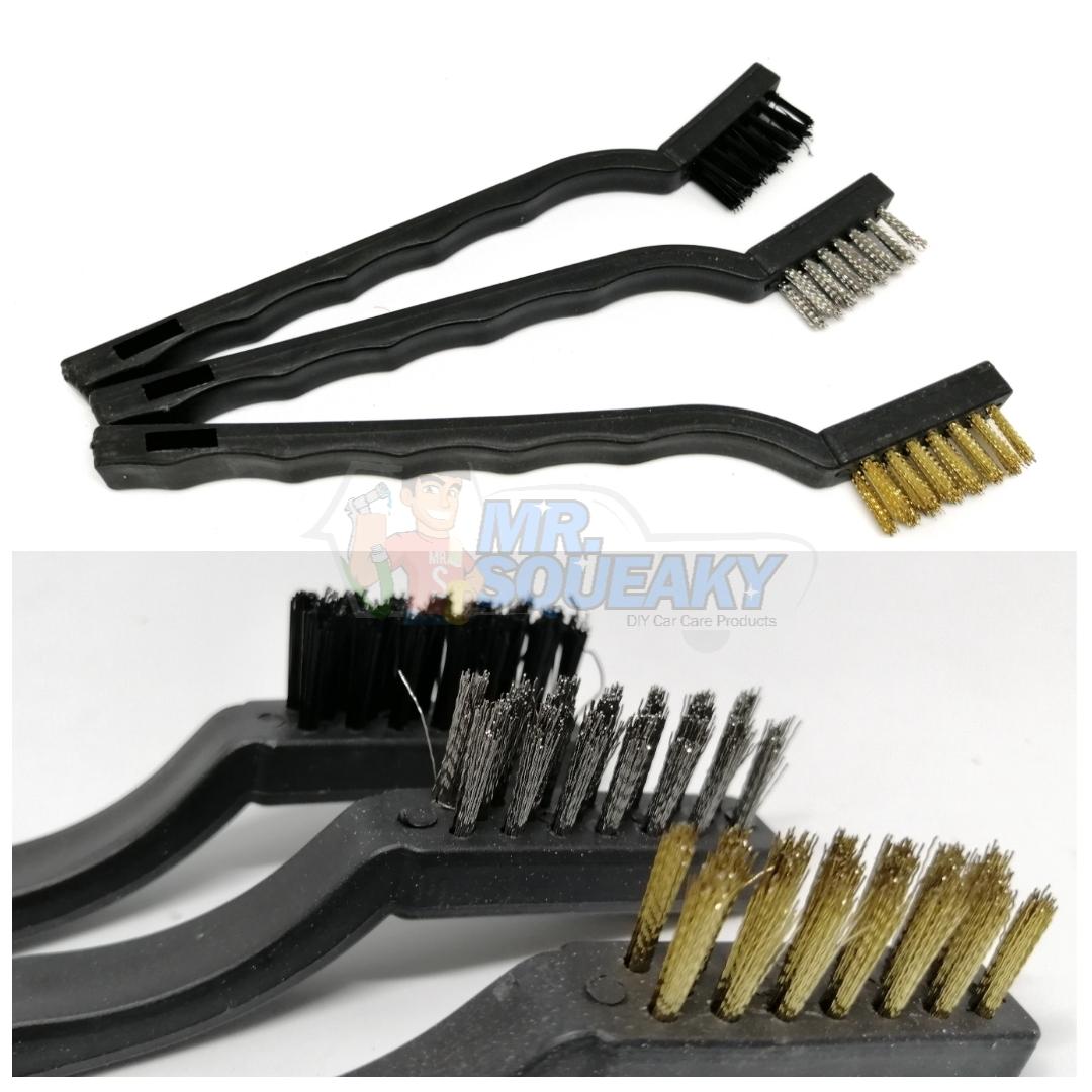 WH-15 3-pc Engine Detailing steel, nylon, copper Brush Set