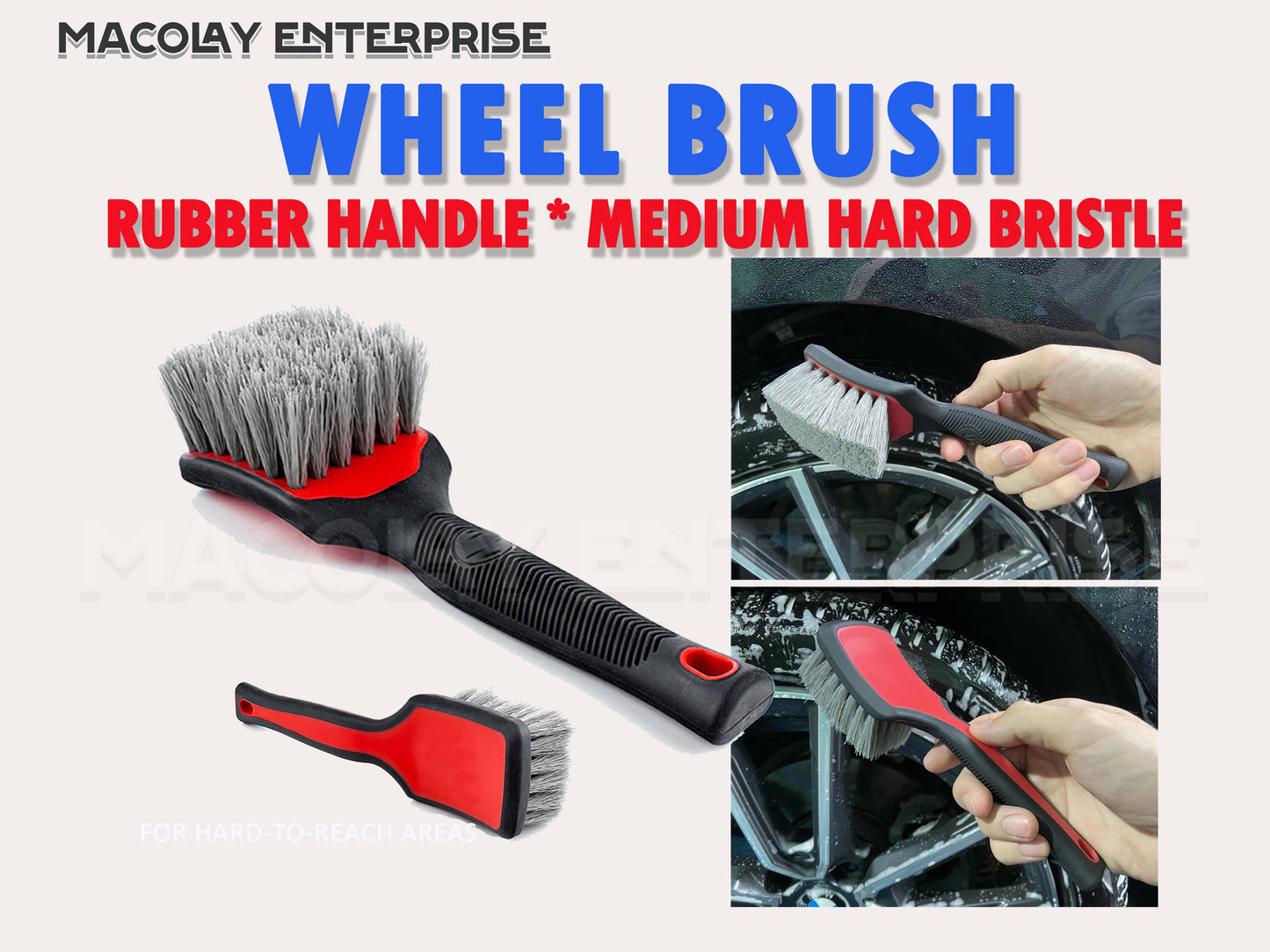 WH-33 Medium Hard Bristles Red Ergonomic Handle Wheel Brush