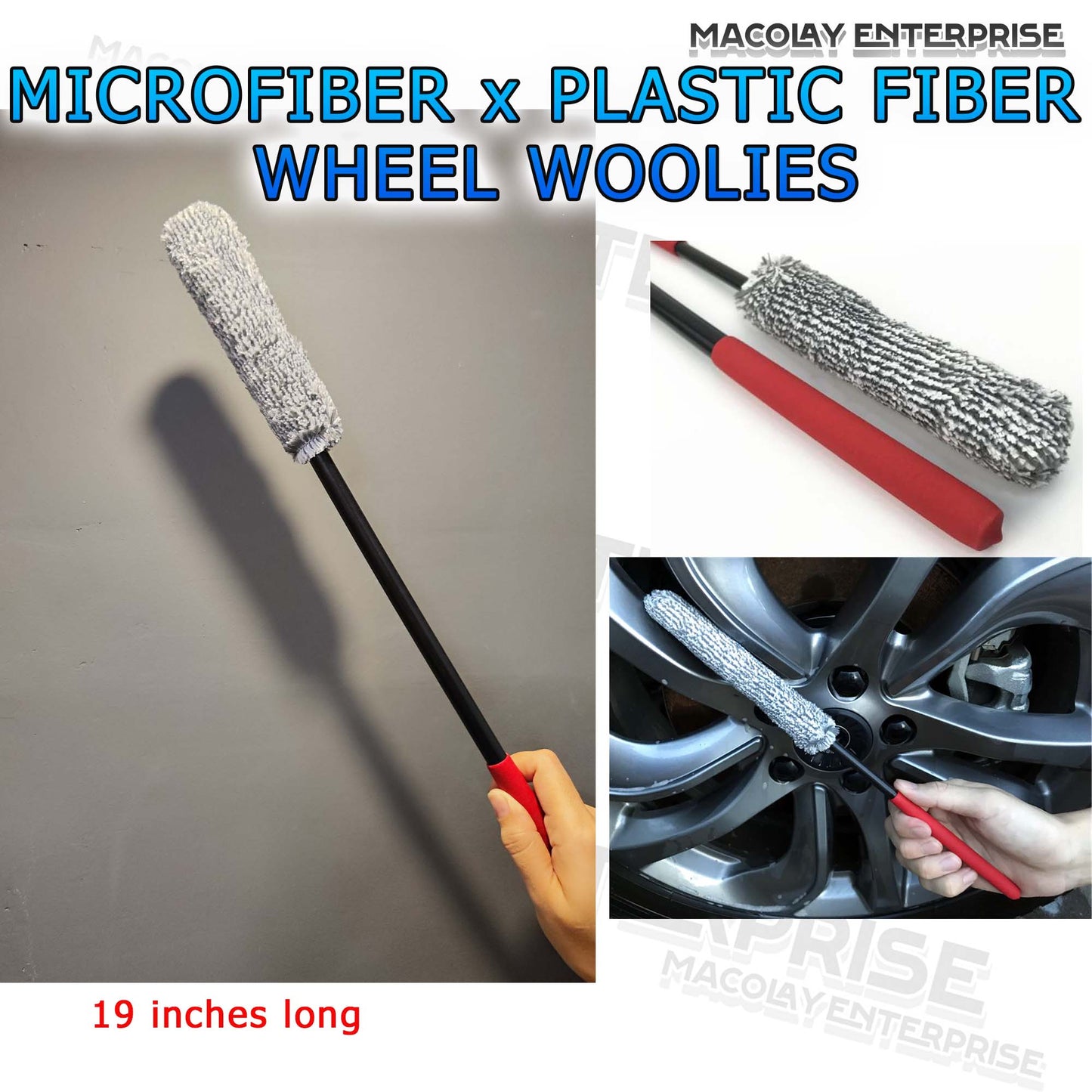 WH-30 Microfiber and Plastic Fiber Long Handle Wheel Woolies Brush