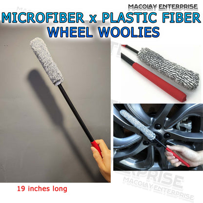 WH-30 Microfiber and Plastic Fiber Long Handle Wheel Woolies Brush