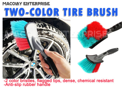 WH-31 Two-Color Flagged Bristle Rubber Handle Tire Brush