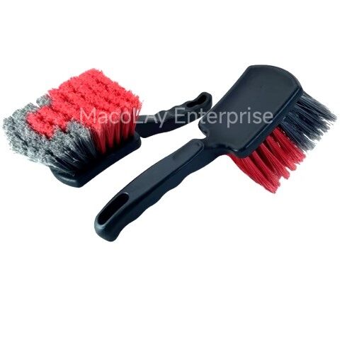 WH-36 Red-gray Flagged Bristle Rubber Handle Tire brush