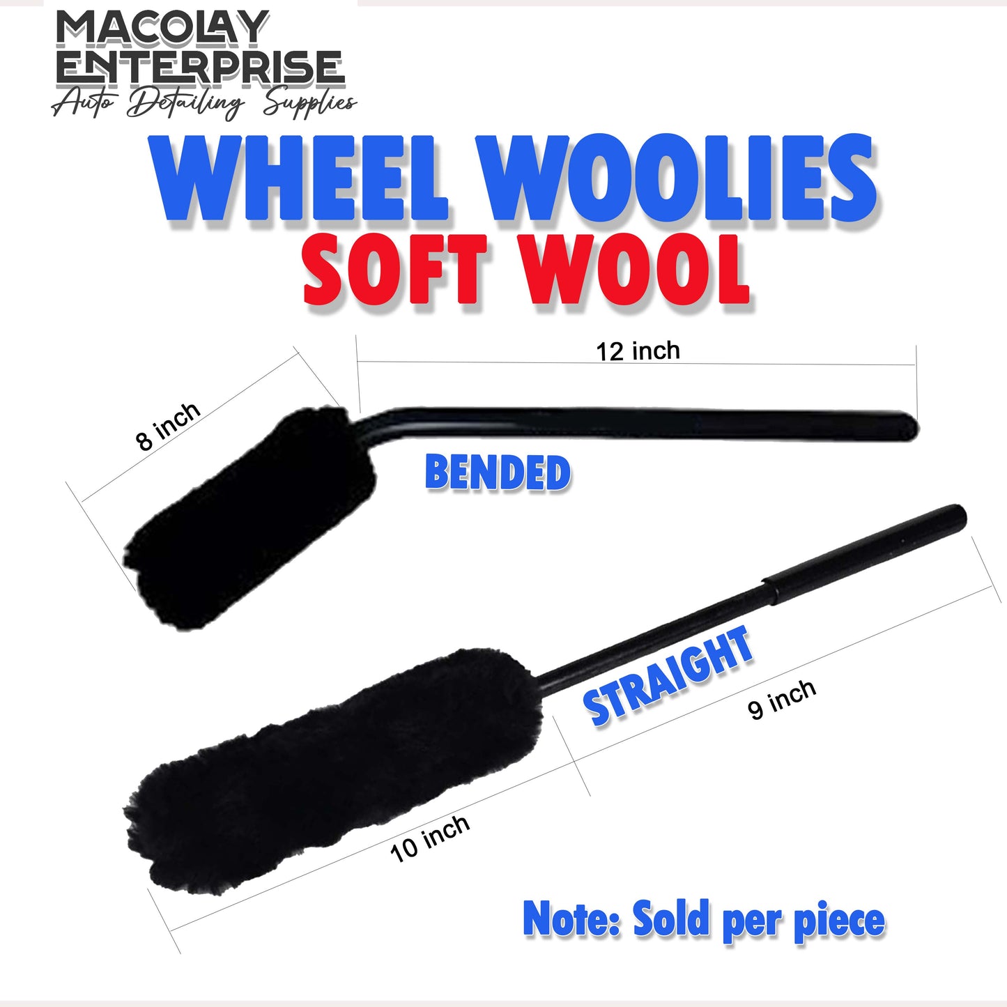 WH-37 Bended or Straight Black Soft Car Wheel Woolies Brush