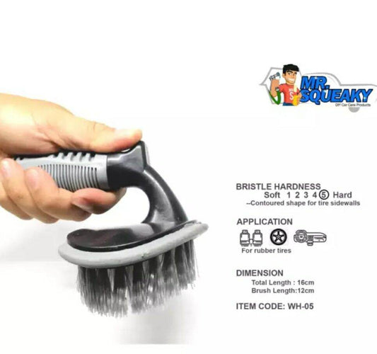 WH-05 Hard Bristle Gray Curved Car Detailing Tire Brush