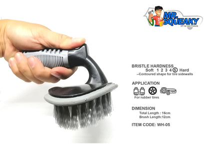 WH-05 Hard Bristle Gray Curved Car Detailing Tire Brush
