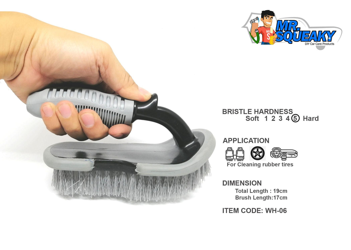WH-06 Hard Bristle Gray Tire Brush
