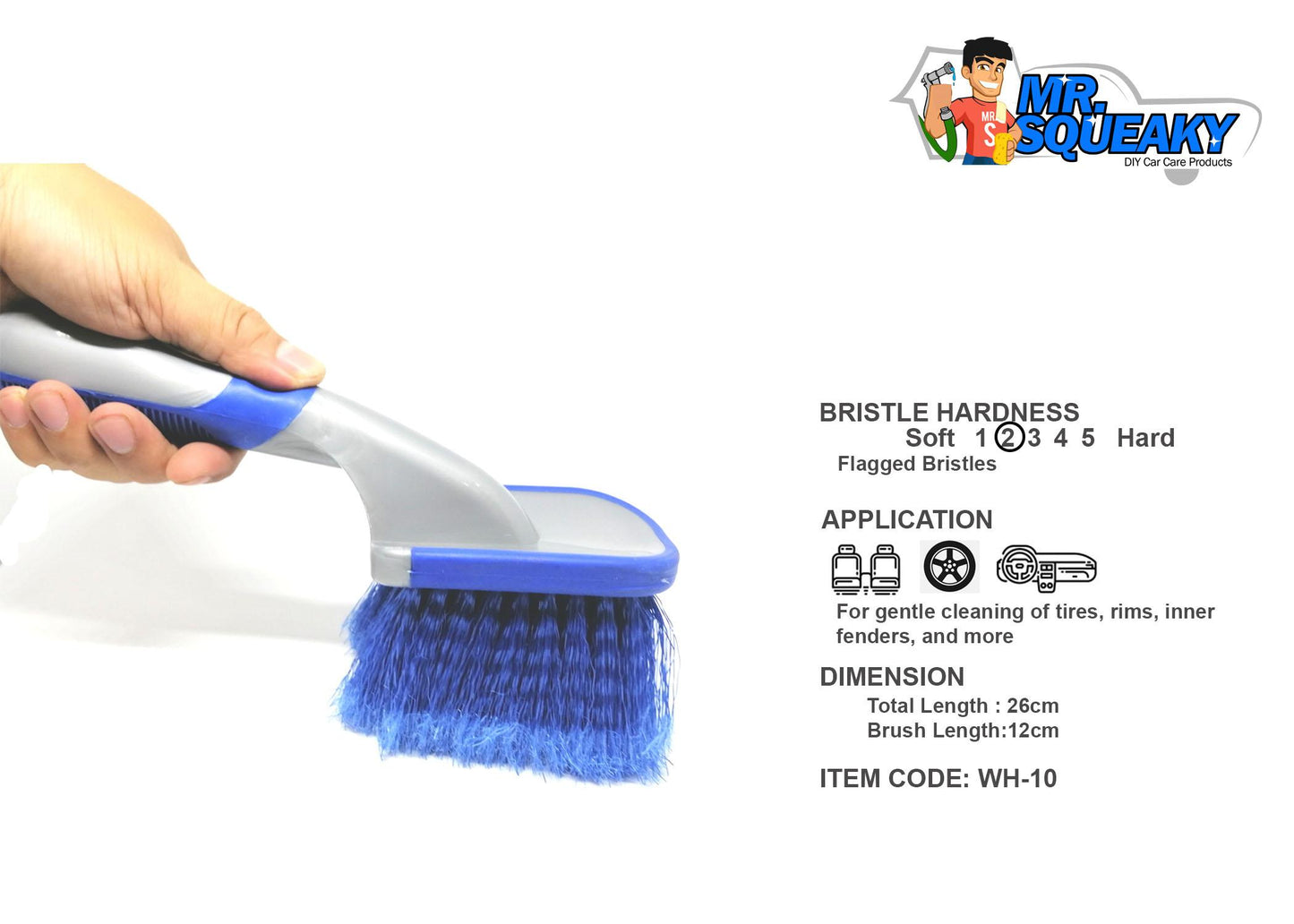 WH-10 Blue Flagged Bristles Tire Brush